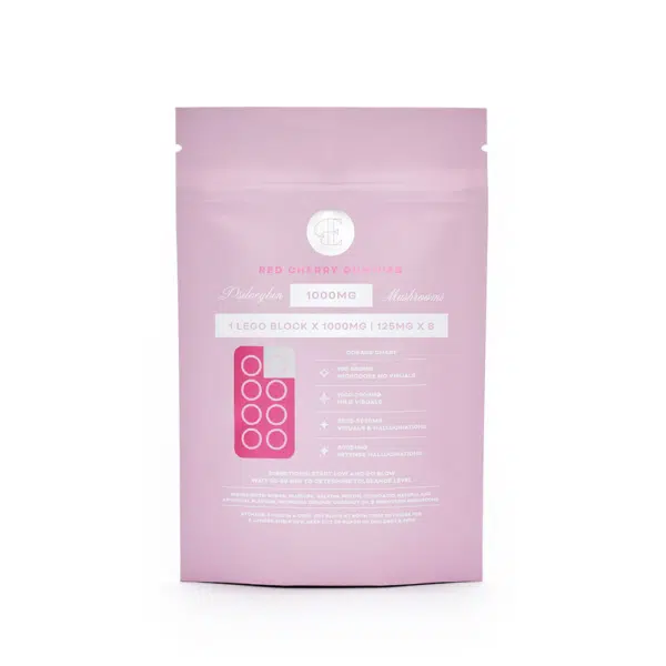 Back view of the detailed nutritional informational panel and layout on a Euphoria brand Cherry package